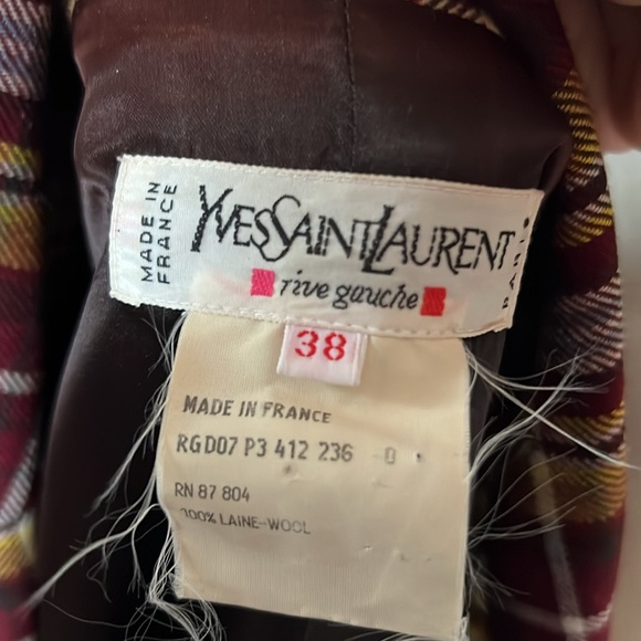 YSL Vintage Red/Yellow Plaid Fringe Blazer FR 38 - Picture 2 of 9